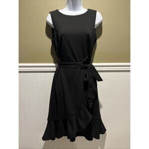 Calvin Klein Women’s Black Belted Ruffled Mini Dress Women’s Size 8